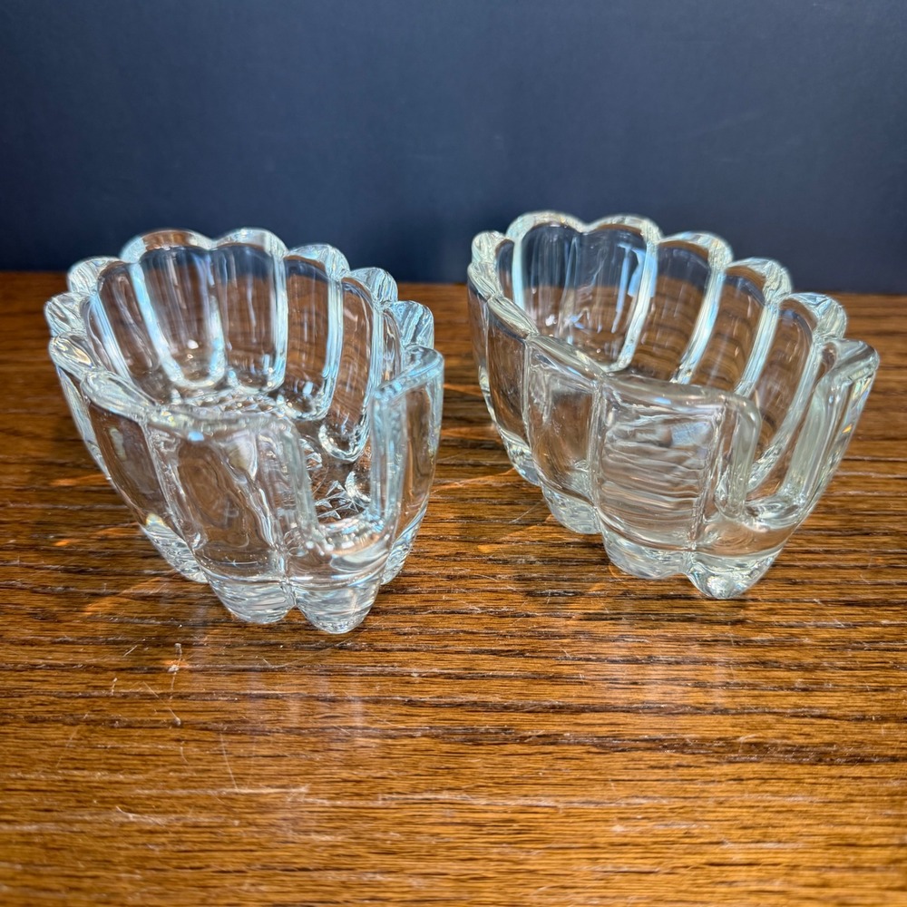 Princess House Crystal Spoon Fork Buffet Caddy Set Vintage Clear Glass 2pc 5x3x2